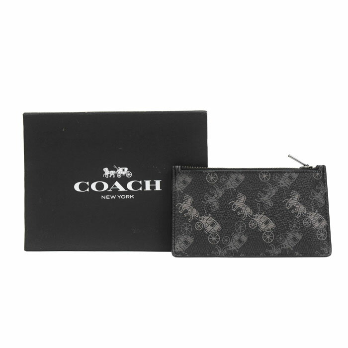 Rakuten - 【Aランク】 コーチ COACH ジップカードケース ウィズ ホースアンドキャリッジ PVC / レザー F84740 フラグメントケース パスケース コインケース レディース メンズ ブラックマルチ 正規品 美品 中古 mbx08008