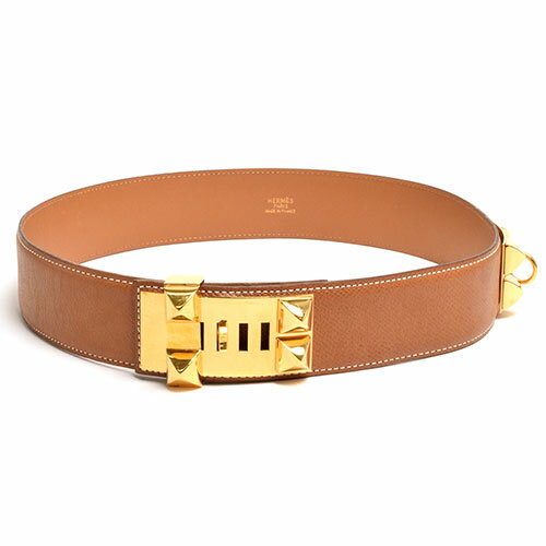 【極美品】 エルメス HERMES レザー ベルト コリエドシアン メドール ポロサス クシュベル 〇Y ゴールド金具 レディース キャメル ブラウン 茶色 68 【中古】np01080312のサムネイル
