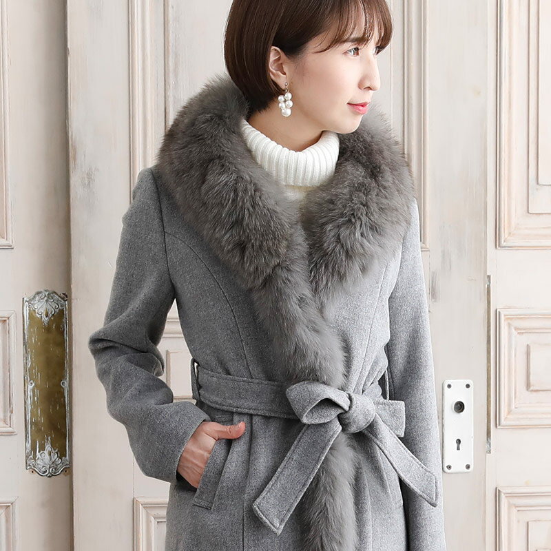 楽天市場】ファーコート レディース（カラーグレー）の通販