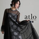 【SALE/20%OFF】異素材ミックス シアー ジャガード パーティードレス オケージョン ワンピース 結婚式 大きいサイズ かっこいい 小柄 体型カバー フ...
