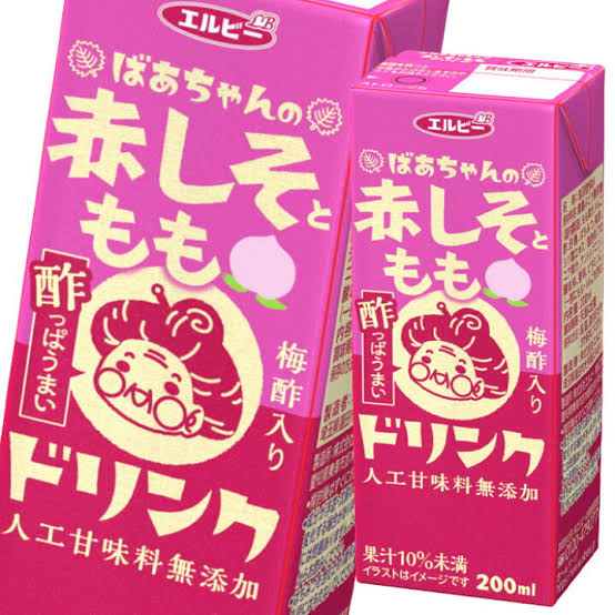 エルビー飲料 ばあちゃんの赤しそとももドリンク 酢っぱうまい♪ 200ml紙パック 24本 賞味期限2023.7.23 送料無料 梅酢入り ビネガードリンク 紫蘇ジュース 桃 モモ ピーチ 飲料