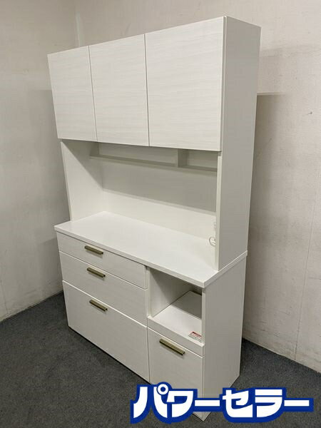 ニトリ/NITORI キッチンボード ソレル 幅120 ホワイト レンジボード カップボード 食器棚 中古家具 店頭引取歓迎 R8280