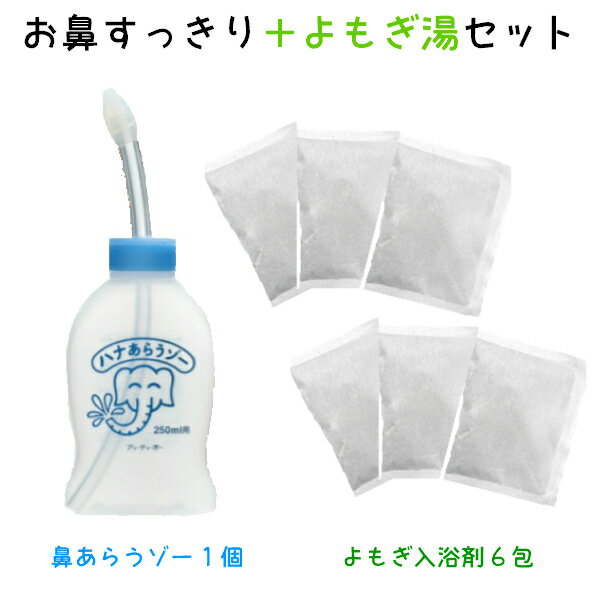 お鼻すっきり2点 家庭用 はなうがい(ハナあらうゾー1個＆よもぎ入浴剤 6回分)はなあらうぞー はなあらい 鼻洗い あす楽 鼻づまり はなみず スッキリ 耳鼻科 専門医監修 痛くない 鼻うがい はなうがい 鼻腔洗浄 鼻水吸引器 家庭用 肌荒れよもぎジェル常備浴
