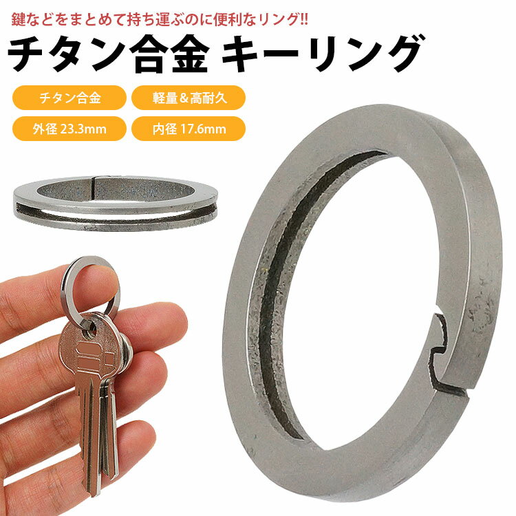 キーリング チタン合金 外径 23.3mm 内径 17.6mm 丸型 鍵 カギ 簡単取付 軽量 高耐久 シンプル デザイン アウトドア PR-KR-QT23【メール便 送料無料】