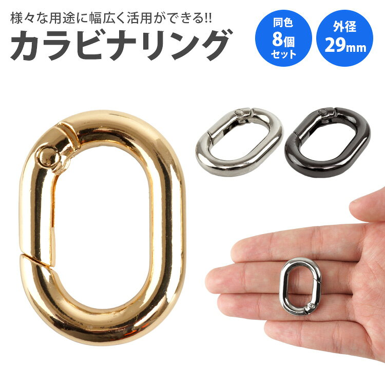 Rakuten - カラビナ 楕円型 楕円形 キーリング オーバル パーツ 小型 軽量 キーホルダー バッグ チャーム アウトドア 鍵 アクセサリー 29mm PR-DACARING29-8ST【メール便 送料無料】