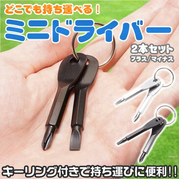 キーリング付き ミニドライバー 2本セット プラスドライバー マイナスドライバー キーホルダー 工具 PR-MINIDORA【メール便 送料無料】