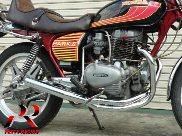 HONDA CB250T CB400T ホーク2 響 サイドクロス ショート管 二重加工 メッキ マフラー