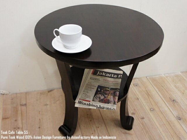 チーク材 カフェテーブルDB02 直径60cm バリ家具 アジアン家具 無垢 コーヒーテーブル ラウンドテーブ..