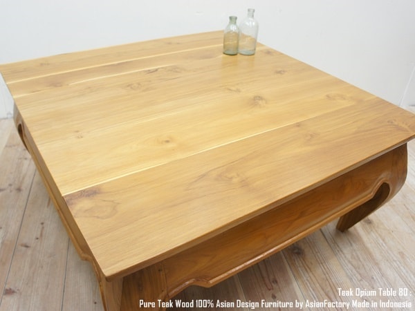 アジアンテーブルチーク無垢材 オピウムテーブル80cm × 80cm × 36cm NA ナチュラルブラウン 正方形 チーク材 スクエア ちゃぶ台 ローテーブル...