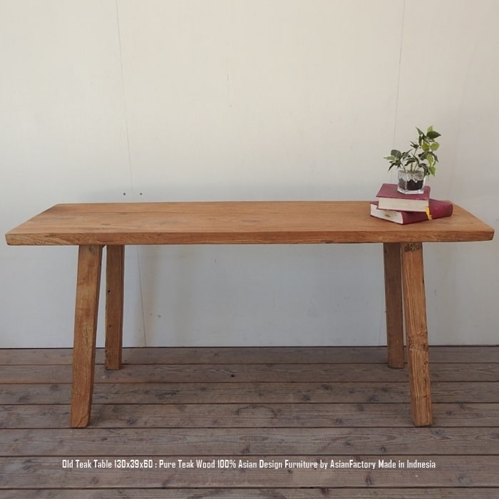 オールドチーク無垢材 テーブル 130cm 木製 おしゃれ 総無垢材 アジアン家具 飾り台 花台 天然木 バリ家具 送料無料 ウォールナット マホガニーに並ぶ高級木材 ハンドメイド 完成品 組立不要 アンティーク 北欧 スーパーセール