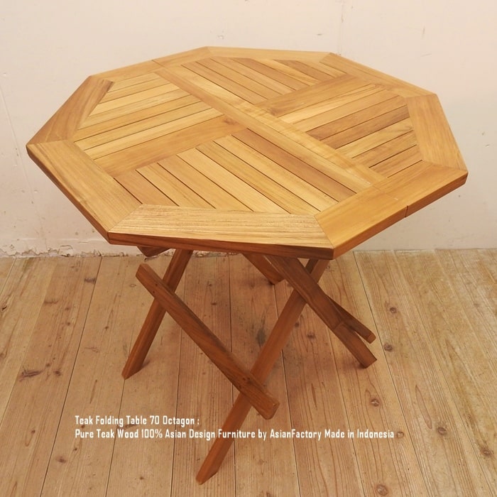 ガーデンテーブル 折り畳みテーブル 八角形 70cm×70cm 円卓 ガーデンファニチャー ラウンドてテーブル 木製 銘木 高…