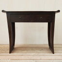 チーク無垢材 コンソールテーブル2D100 DB ダークブラウン 幅100cm 奥行35cm 高さ78cm 引出し2杯 送料無料 アジアン家具 勉強机 デスク ...