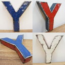 スチール製 アルファベット オブジェ『Y』高さ20cm インテリア ドラム缶再生 切り文字 イニシャル ブリキ 店舗看板 アンティーク風 アイアンレター Iro...
