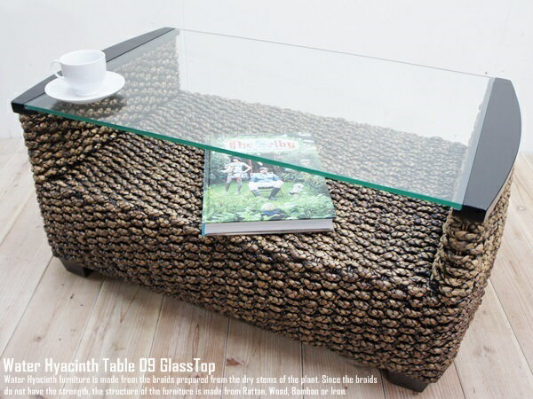 ウォーターヒヤシンス ガラステーブル09【W85】 ディスプレイ部付 バリ家具 送料無料コーヒーテーブル アジアン家具 ローテーブル センターテーブル アジアン...