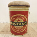 ポイント2倍 ペール缶 クッションスツール Bintang Beer ビンタンビール 収納付き椅子 ペール缶スツール リメイク家具 オイル缶 ペンキ缶 ゴミ箱 スチール腰掛 アメリカ雑貨 アメリカン雑貨