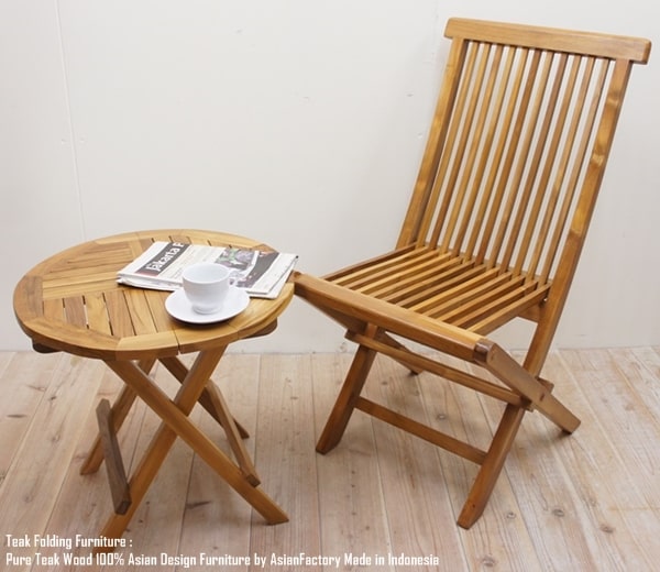 折りたたみテーブル＆チェアセット チーク無垢材 折り畳み椅子