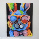 ドットアート 70cm × 90cm 兎 ドットペインティング モダンアート アジアンアート ウサギ うさぎ 手描き 絵画 アートパネル バリ絵画 ウォールデコレーション 飾り 壁掛け 壁飾り リゾート インテリア オブジェ 雑貨 おしゃれ 玄関 新築祝い プレゼント 癒し リビング