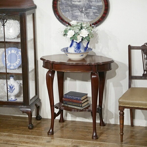 英国イギリスアンティーク家具 オケージョナルテーブル ウインドウテーブル 花台 マホガニー材無垢 猫..