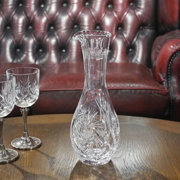 英国イギリスアンティーク クリスタルガラス カラフェ カットガラス 水差し ワインデカンタ 1930年代 S..