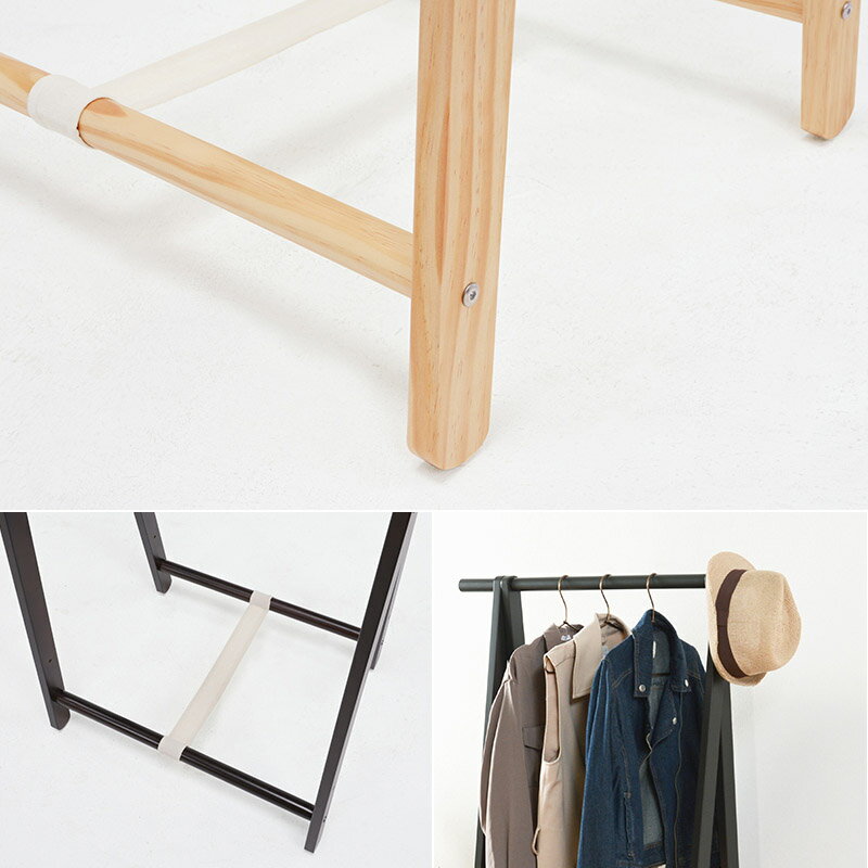 【4/15限定★5％クーポン有】ハンガーラック【Cloth】クロース 幅80cm （コートハンガー 折りたたみ シンプル スリム おしゃれ 木製 省スペース 衣類 収納 ハンガー ラック ダークグレー ホワイトウォッシュ）