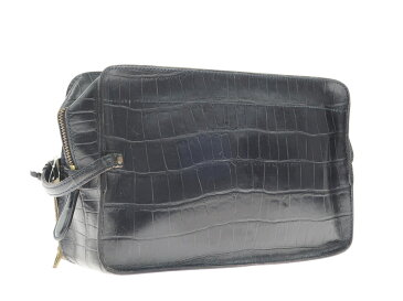 【SALE20倍/返品不可】【中古】フェリージ Felisi クロコ 型押し レザー クラッチバッグ ダークネイビー【W27.7×H18.2×D8.5】【NVY】【S/S/A/W】【状態ランクB】【メンズ】【11205-955603】
