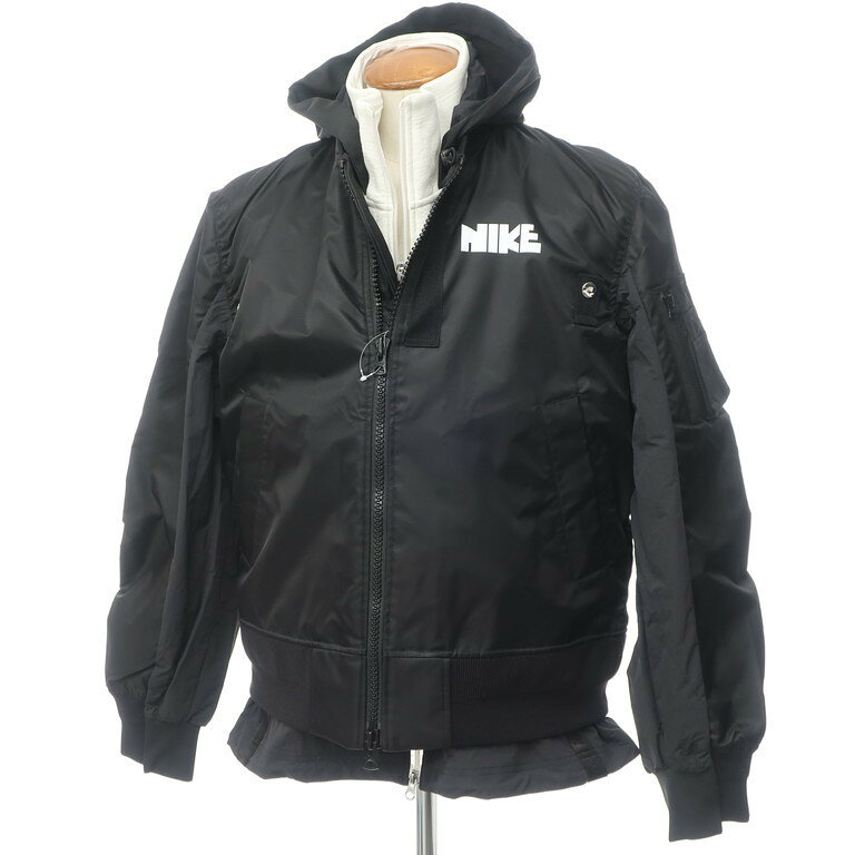 【中古】サカイ sacai NIKEコラボ ナイロン レイヤード ボンバージャケット ブラック【サイズM】【BLK】【S/S/A/W】【状態ランクA】【メンズ】【10204-955434】のサムネイル