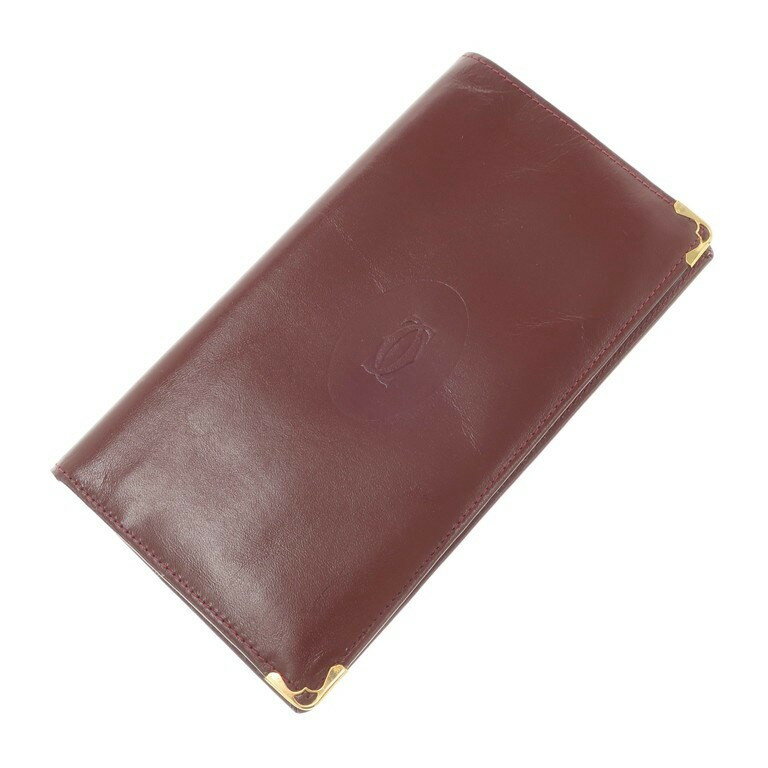 【中古】カルティエ Cartier レザー 長財布 マルチケース ボルドー【RED】【S/S/A/W】【状態ランクB】【メンズ】【19903-955415】[2206BPD]