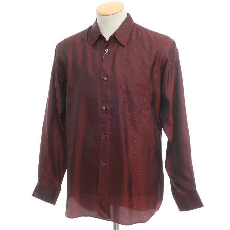 【中古】【未使用】コムデギャルソン　シャツ COMME des GARCONS SHIRT 2021年春夏 キュプラ ドット柄 カジュアルシャツ バーガンディ【サイズS】【RED】【S/S/A/W】【状態ランクS】【メンズ】【10602-955315】[2206BPD]