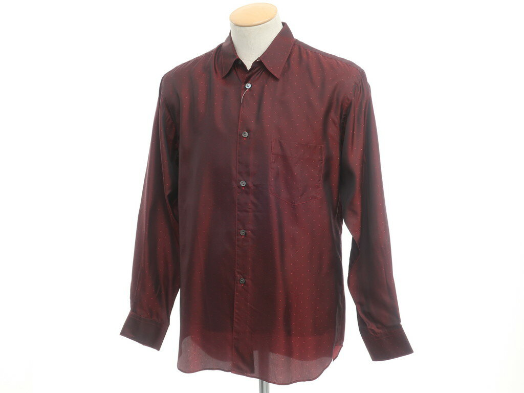 【中古】【未使用】コムデギャルソン　シャツ COMME des GARCONS SHIRT 2021年春夏 キュプラ ドット柄 カジュアルシャツ バーガンディ【サイズS】【RED】【S/S/A/W】【状態ランクS】【メンズ】【10602-955315】[2206BPD]