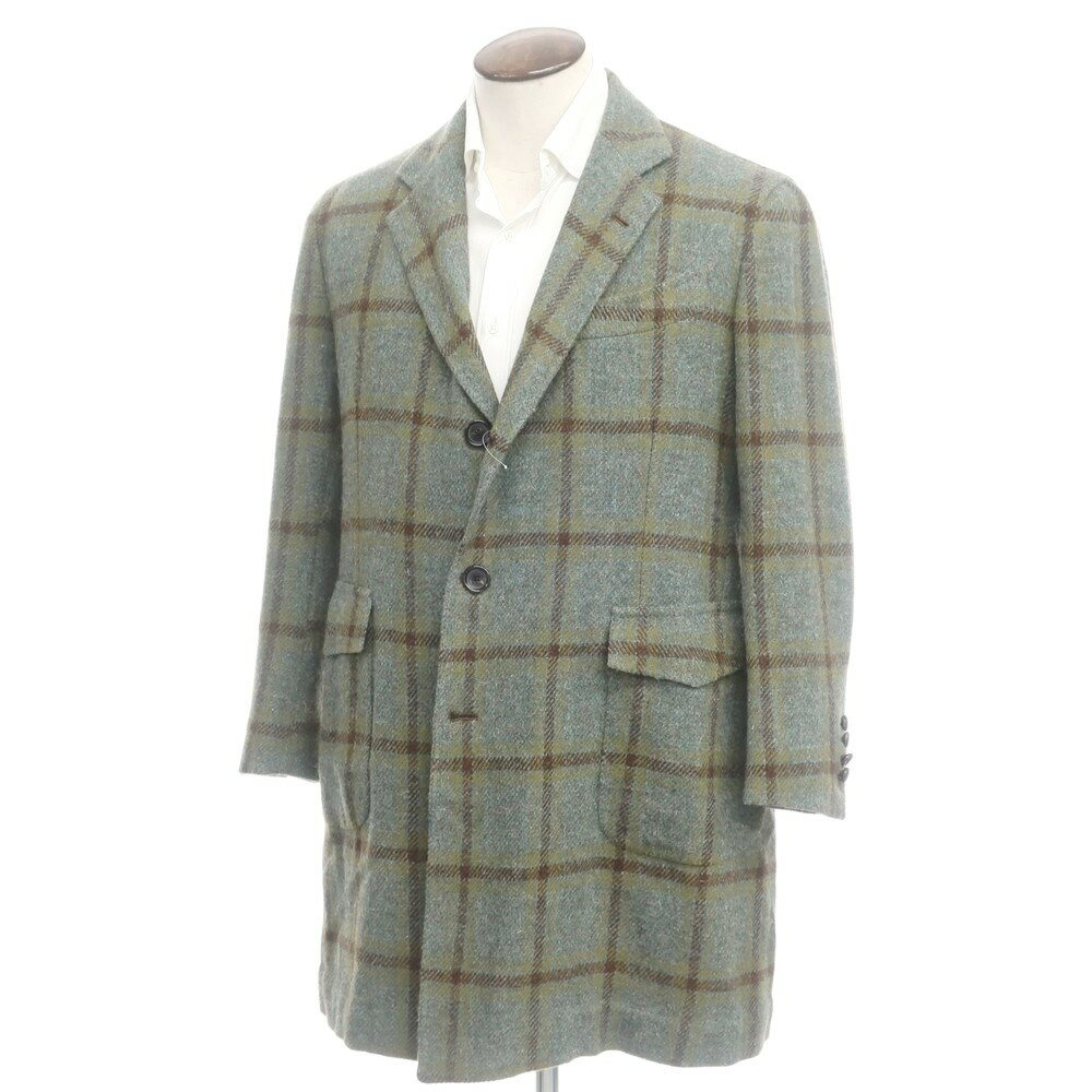 【中古】サルトリア レオナルディ SARTORIA LEONARDI ツイード チェック チェスターフィールドコート グリーン系xブラウン【サイズ52】【GRN】【A/W】【状態ランクA】【メンズ】【778988】のサムネイル
