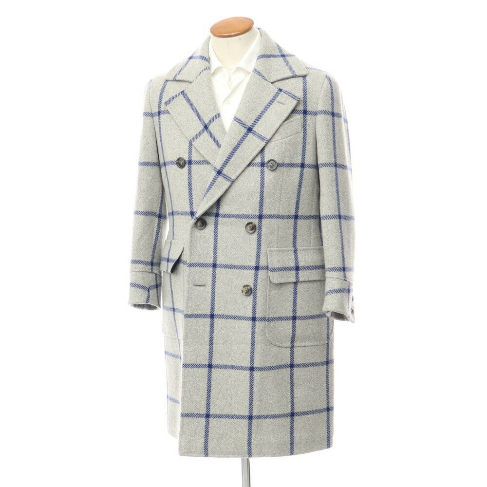 【中古】スティレ ラティーノ STILE LATINO ウール チェック ダブルブレストコート グレーxダークブルー【サイズ48 7R】【GRY】【A/W】【状態ランクB】【メンズ】【778873】のサムネイル