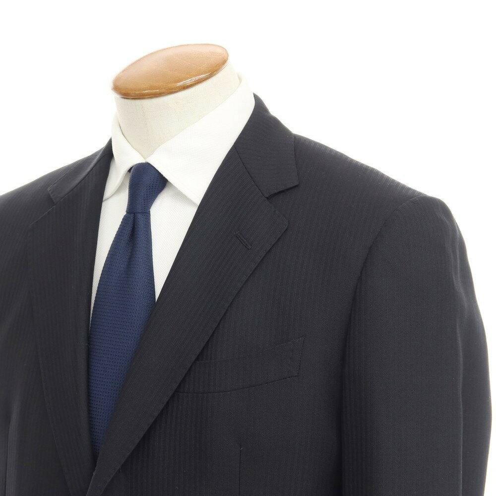 【SALE20倍/返品不可】【中古】アザブテーラー azabu tailor ウールシルク 3B セットアップ スーツ ブラック【サイズ48/85】【BLK】【S/S】【状態ランクD】【メンズ】【769573】[EPD]