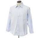 【中古】アクアスキュータム Aquascutum コットン チェック ドレスシャツ ライトブルーxブラウン【サイズLL-84】【BLU】【S/S/A/W】【状態ランクB】【メンズ】【769381】[BPD]