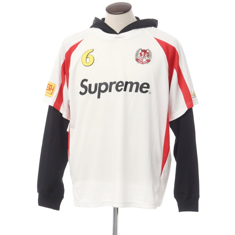 【中古】【未使用】シュプリーム Supreme 2023年秋冬 Hooded Soccer Jersey ポリエステル サッカージャージーパーカー ホワイトxレッド【サイズL】【WHT】【S/S/A/W】【状態ランクS】【メンズ】【769086】のサムネイル
