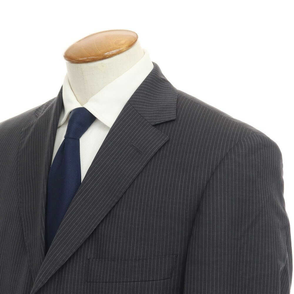 【SALE/返品不可】【中古】ヒューゴボス HUGO BOSS SUPER140'S ウール ストライプ 3B セットアップ スーツ ダークグレー【サイズ46】【GRY】【S/S】【状態ランクB】【メンズ】【769073】[EPD]