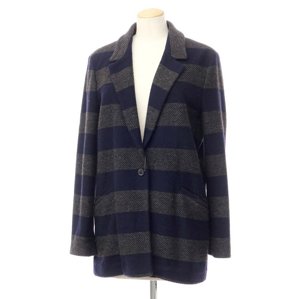 【SALE/返品不可】【中古】チルコロ1901 CIRCOLO 1901 コットンアルパカウール ボーダー ジャージージャケット ネイビーxグレー【サイズ44】【NVY】【A/W】【状態ランクB】【レディース】【769072】[EPD]