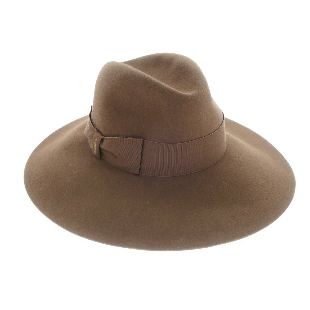 【新品】ボルサリーノ Borsalino ラビットファー 中折れフェルトハット ブラウン【サイズM】【BRW】【A/W】【状態ランクN】【メンズ】【768995】[EPD]