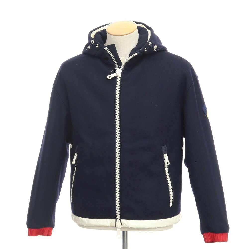 モンクレール MONCLER ARMENTIERES ウール フーデッド ダウンジャケット ネイビー