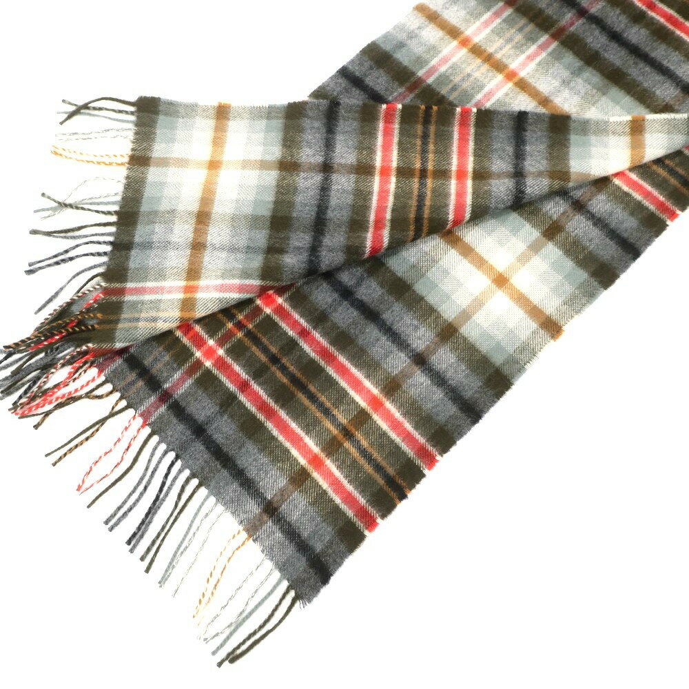 【中古】ジョンストンズ JOHNSTONS カシミヤ チェック フリンジマフラー マルチカラー【MLT】【A/W】【状態ランクB】【メンズ】【768976】[EPD]