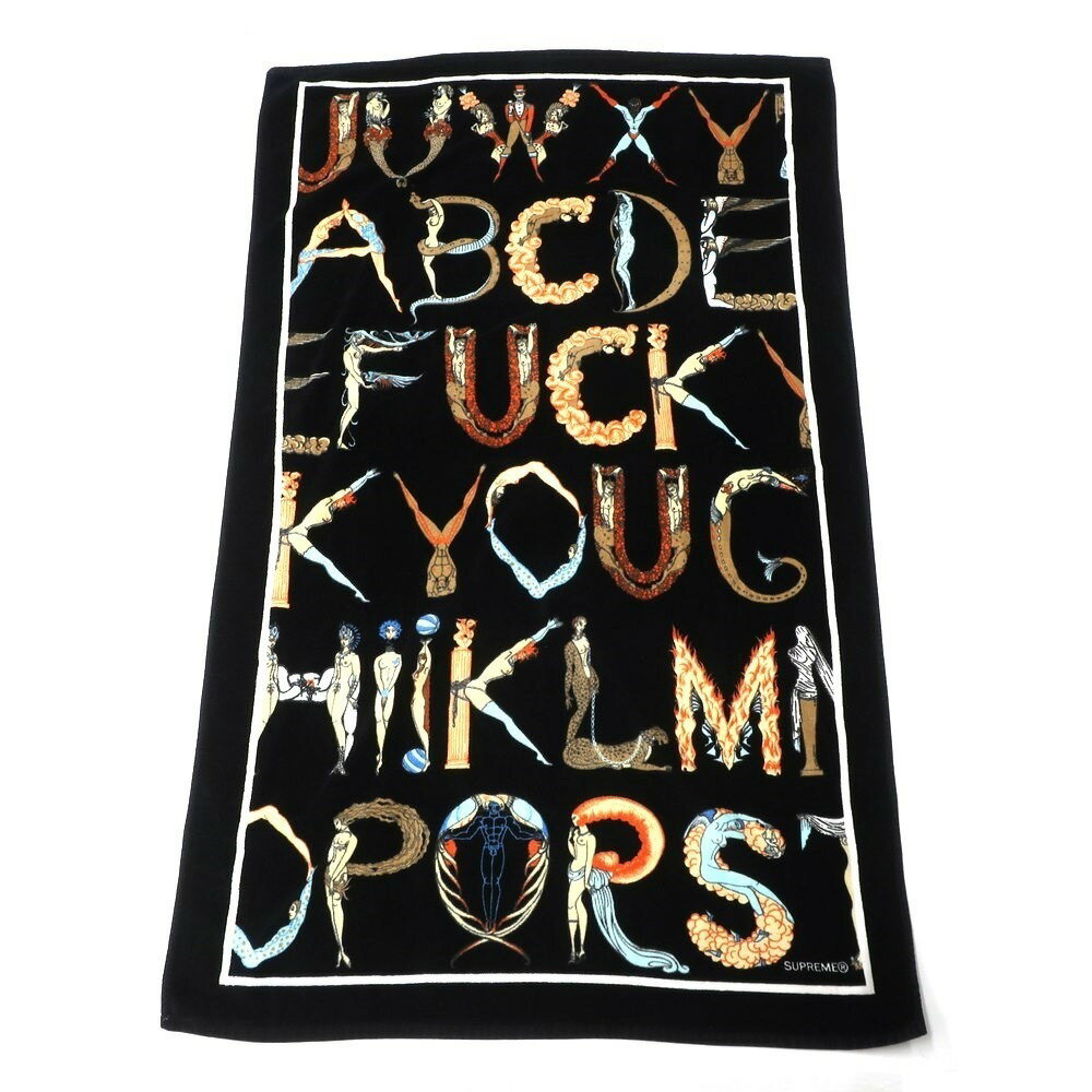 【中古】シュプリーム Supreme 2018年春夏 Alphabet Beach Towel ビーチタオル ブラックxブラウン【BLK】【S/S/A/W】【状態ランクB】【メンズ】【759870】[CPD]