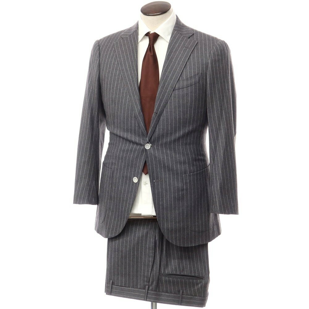【中古】タキザワ シゲル Takizawa Shigeru ウール セットアップ 3つボタンスーツ グレーxオフホワイト【サイズDrop7-48】【GRY】【A/W】【状態ランクC】【メンズ】【759787】[CPD]