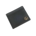 【中古】グッチ GUCCI レザー 二つ折り財布 ブラック