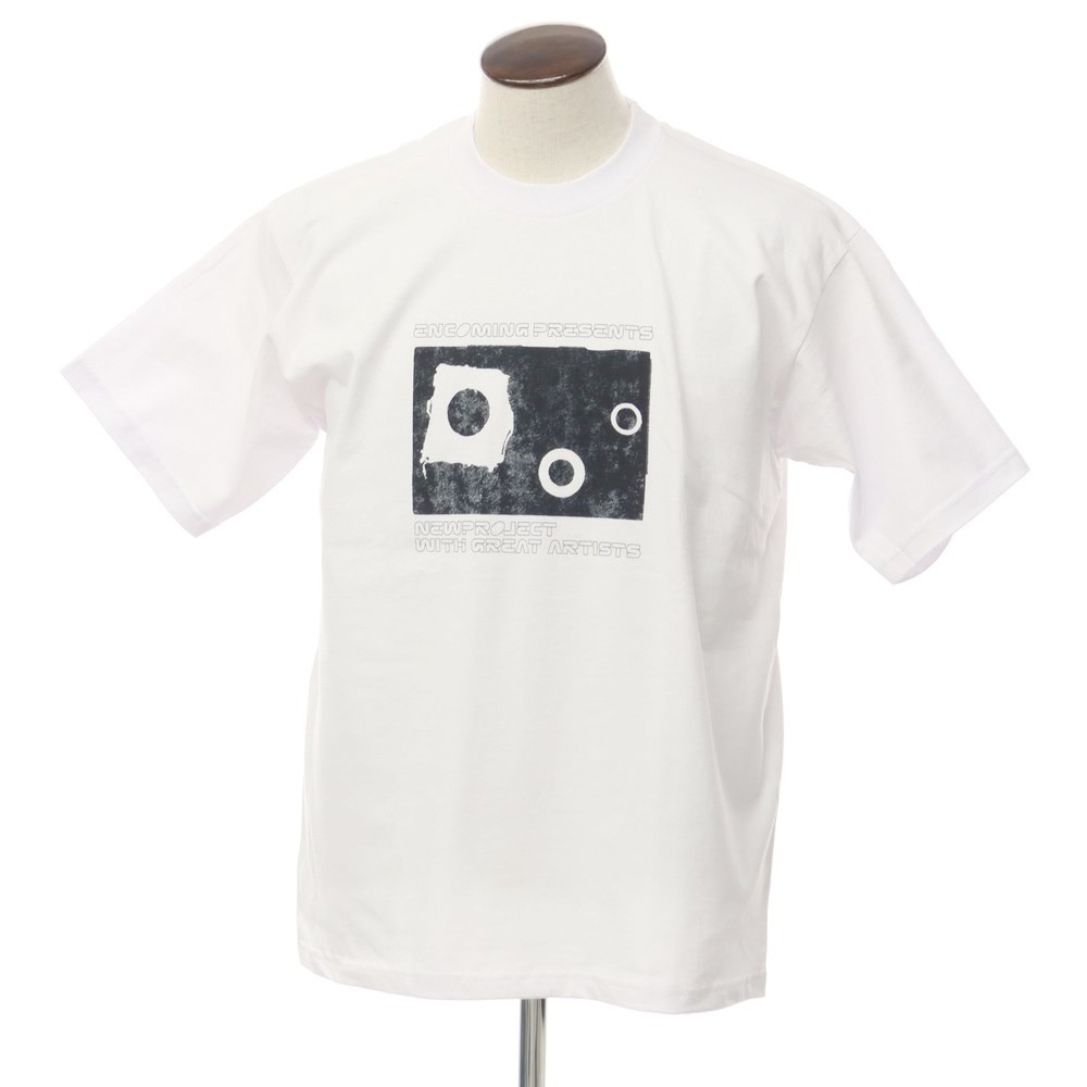 インカミング ENCOMING コットン系 プリント クルーネック 半袖Tシャツ ホワイト