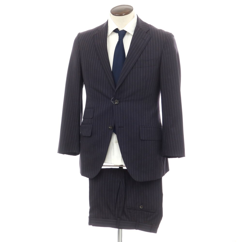 【中古】アザブテーラー azabu tailor ウール セットアップ 2つボタンスーツ ネイビー【サイズ48/85】【NVY】【S/S】【状態ランクC】【メンズ】【759276】[APD]