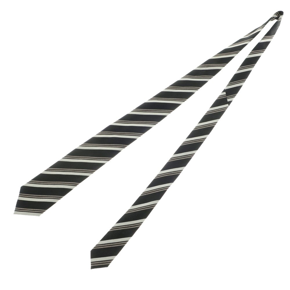【中古】ニッキー nicky UNITED ARROWS別注 3つ折り シルク ストライプ柄ネクタイ ブラックxホワイト【BLK】【S/S/A/W】【状態ランクC】【メンズ】【759188】[EPD]