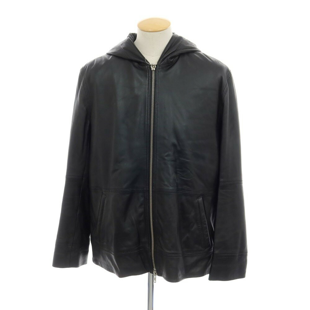 【中古】パブリックスクール Public School ラムレザー フーデッド ジップアップ レザーブルゾン ブラック【サイズS】【BLK】【A/W】【状態ランクC】【メンズ】【758988】[CPD]