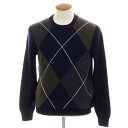 【SALE/返品不可】【新品】グランサッソ GRAN SASSO ウール アーガイル クルーネック プルオーバーニット ネイビーxオリーブ【サイズ50】【NVY...
