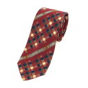 【中古】グッチ GUCCI シルク系 チェック×ベルト柄 ネクタイ マルーンxマルチカラー【RED】【S/S/A/W】【状態ランクC】【メンズ】【758978】...