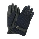 【中古】スーツカンパニー THE SUIT COMPANY ストライプ ポリエステル レザー グローブ 手袋 ネイビーxホワイト【サイズ24cm】【NVY】【A...