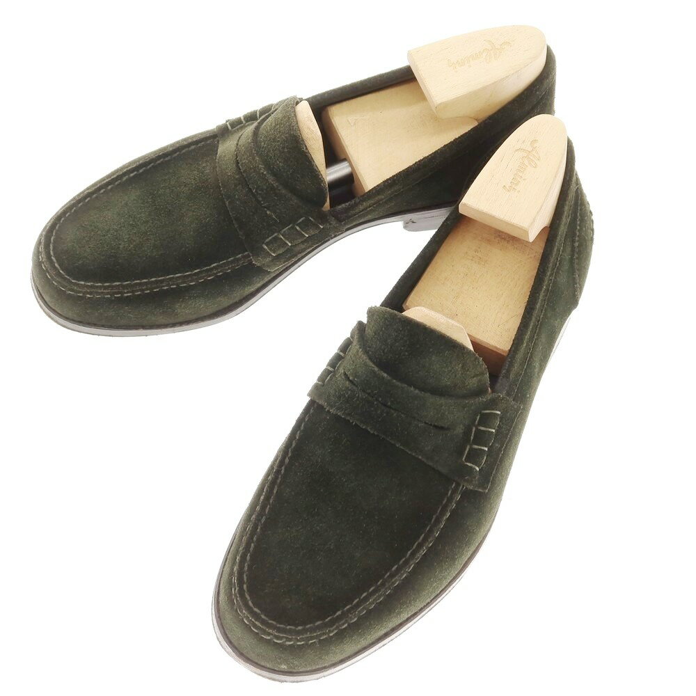 【中古】アルミニ Almini スエード ローファー ダークグリーン【サイズ7】【GRN】【S/S/A/W】【状態ランクB】【メンズ】【758894】